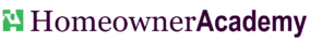 Homeowner Academy logo featuring a green house icon and the word “HomeownerAcademy” in dark purple text.